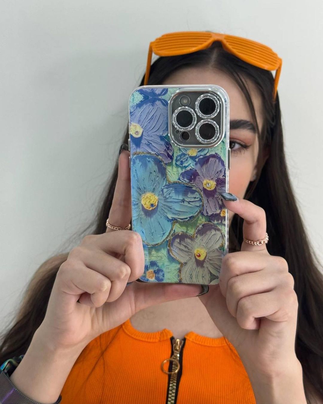 Floral Glitter Len's Protection Case